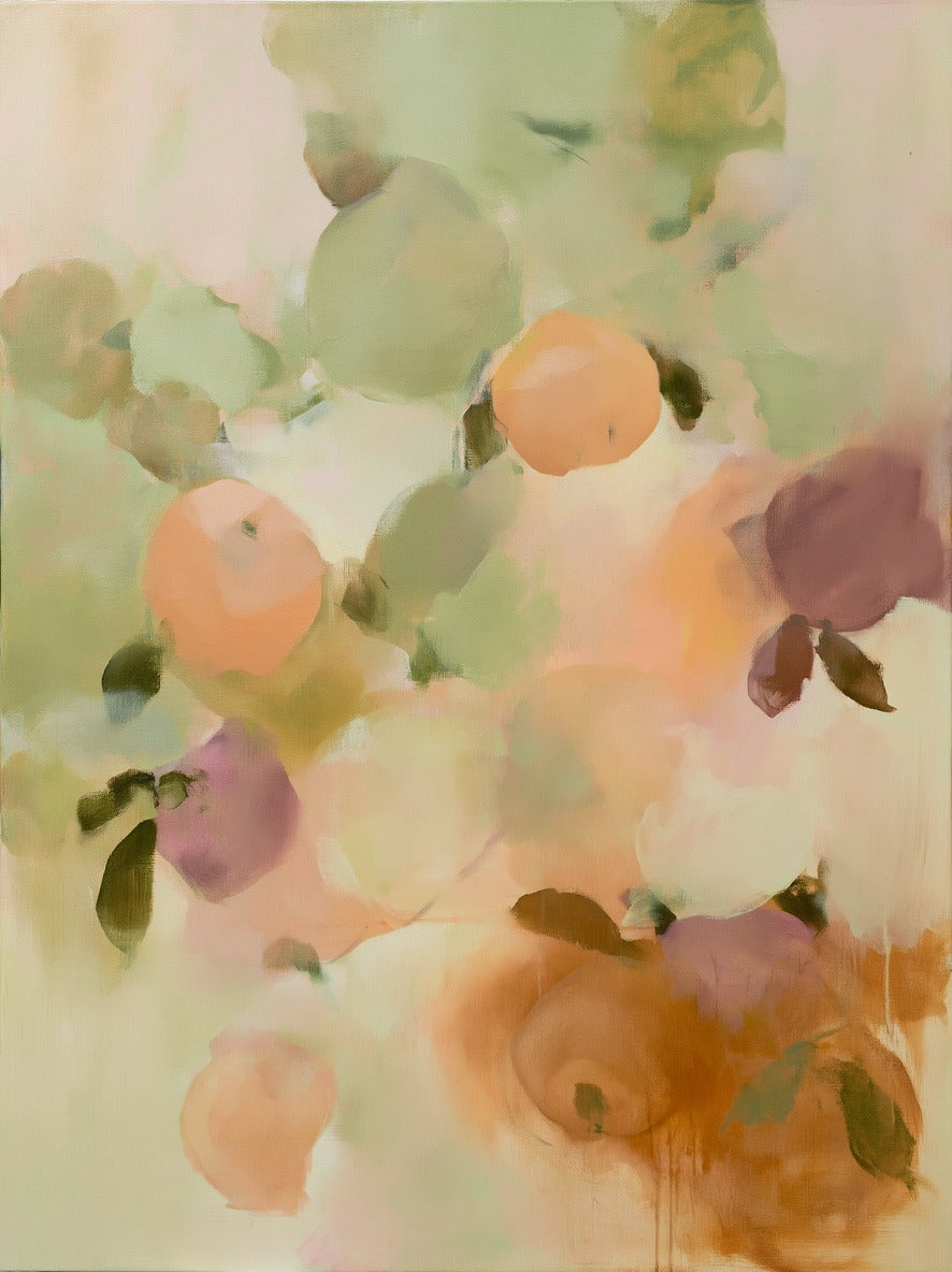Orchard Haze — Soft Green Abstract Canvas Wall Art