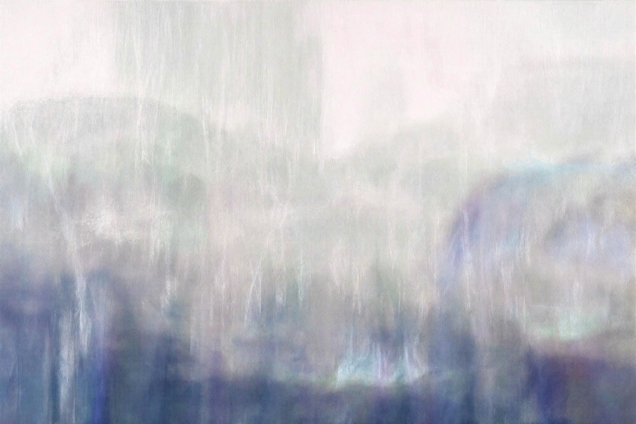 Misty Veil — Soft Blue Abstract Canvas Wall Art
