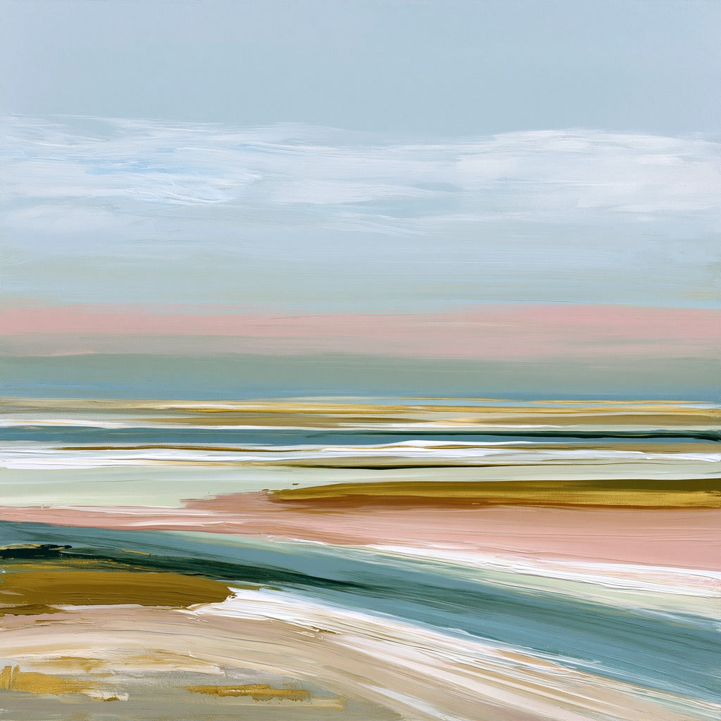 Seafoam Bands — Abstract Coastal Landscape Canvas Wall Art