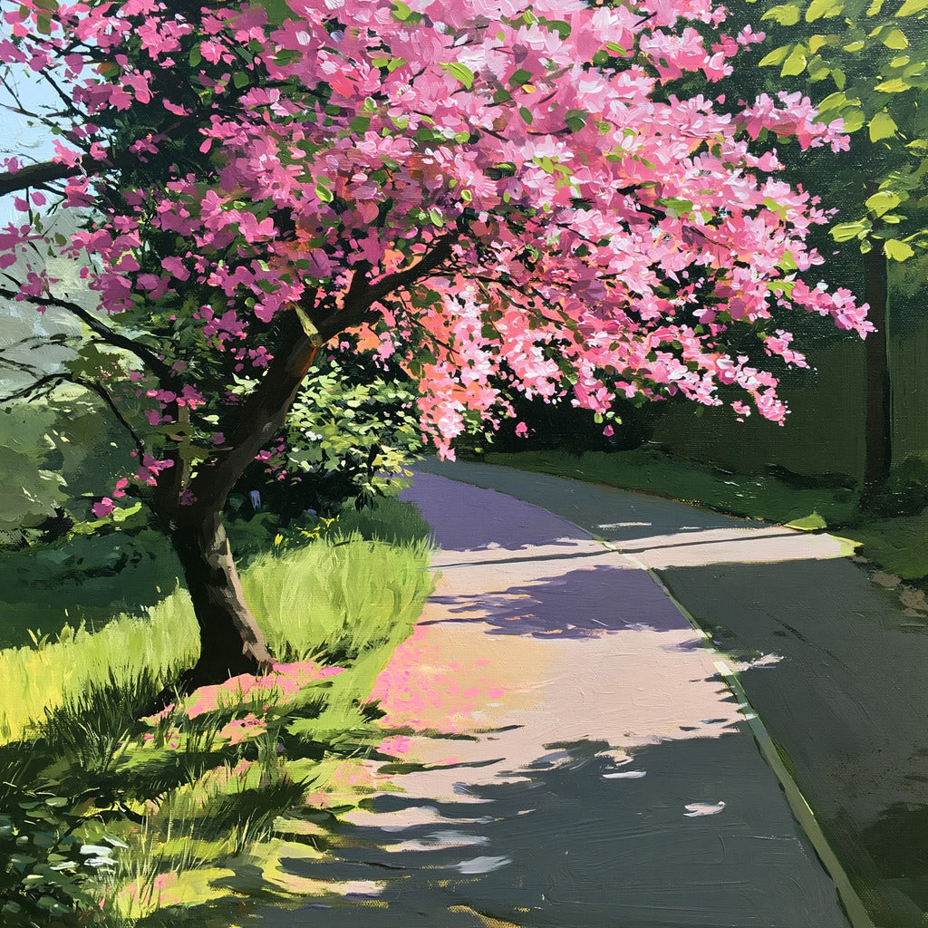 Blossom Bend — Pink Tree Path Canvas Wall Art