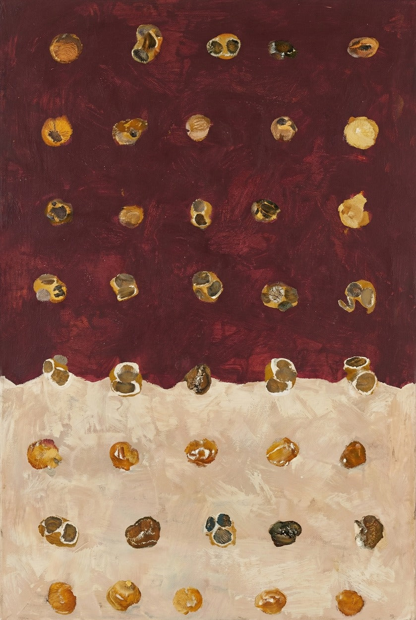 Merlot Scatter — Burgundy Cream Abstract Canvas Wall Art