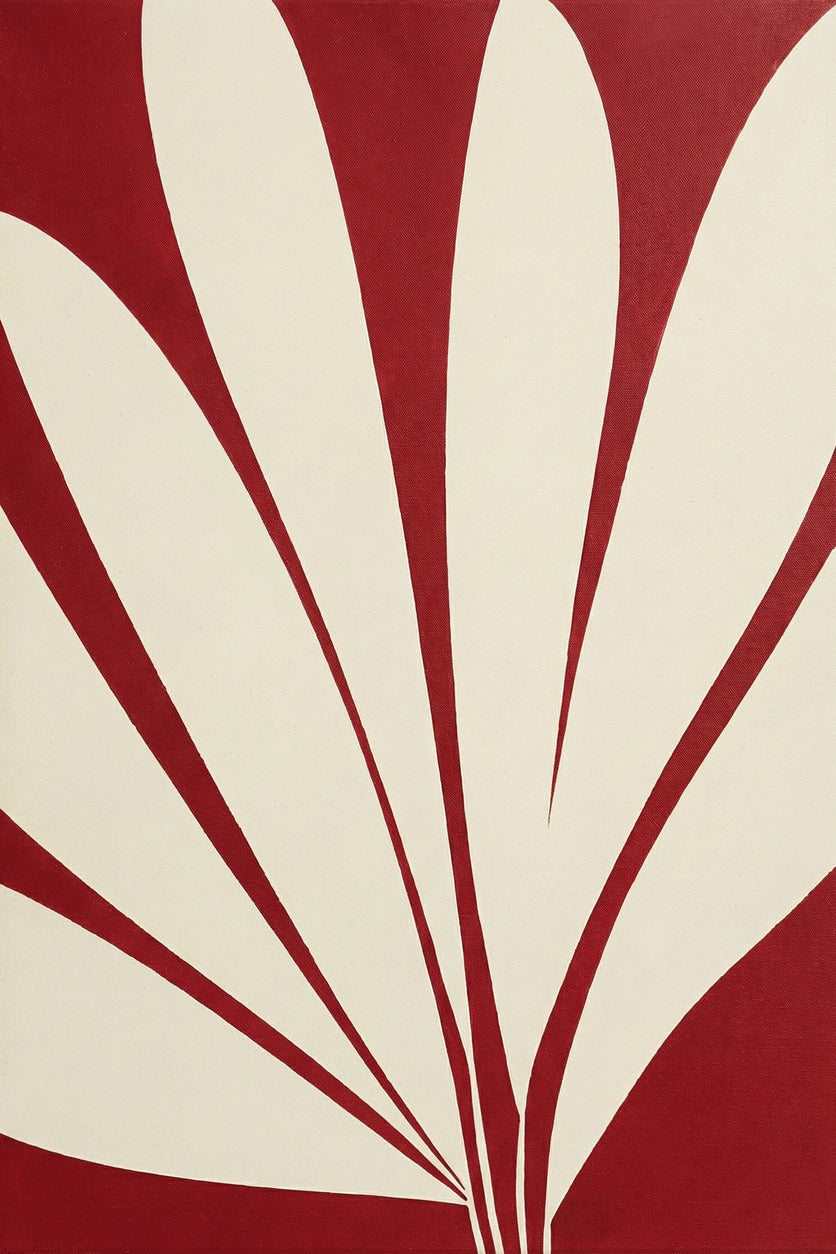 Ruby Fan — Red Cream Abstract Canvas Wall Art