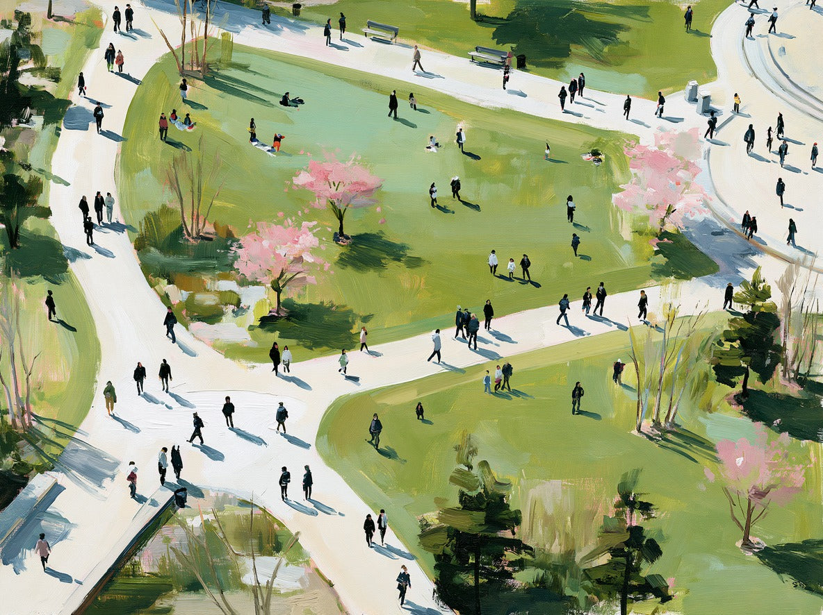 Spring Walkways — Green City Park Canvas Wall Art