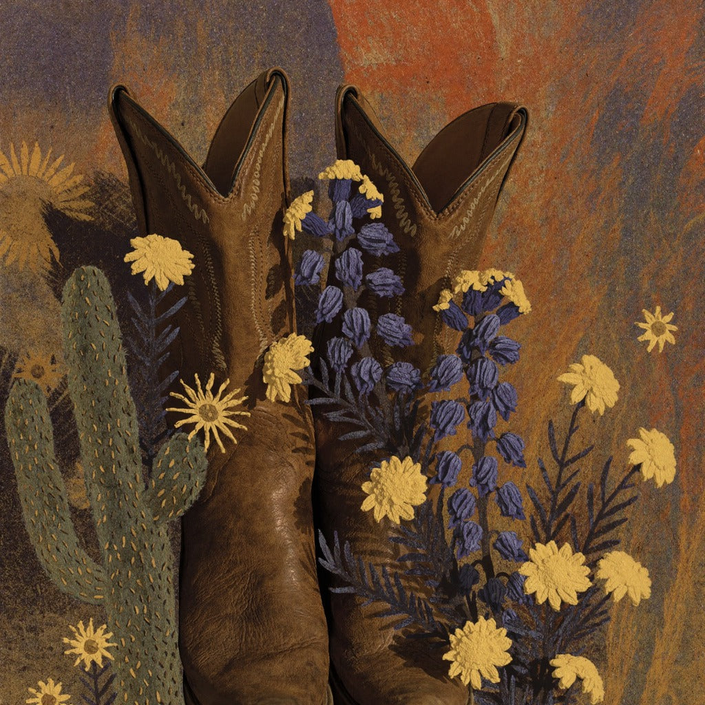 Desert Bloom — Cowboy Boots and Cactus Canvas Wall Art
