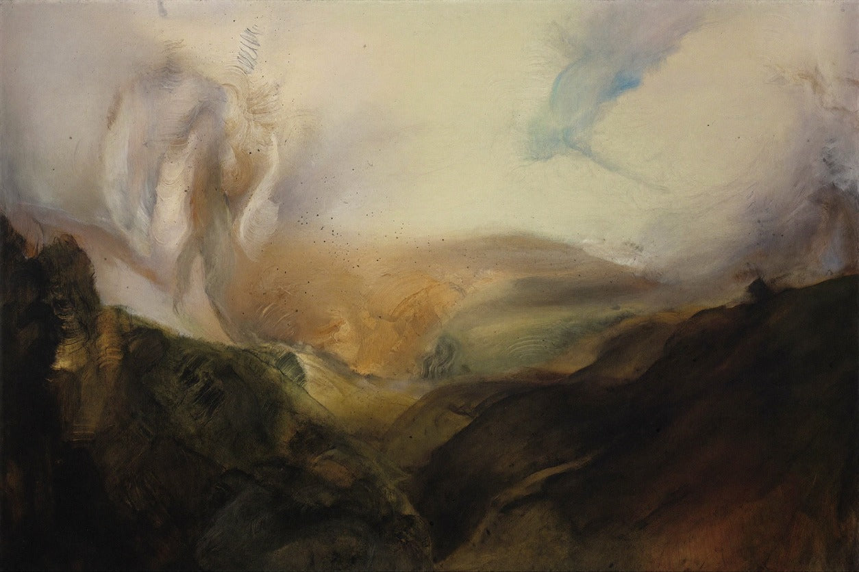 High Pass Glow — Misty Mountain Landscape Canvas Wall Art