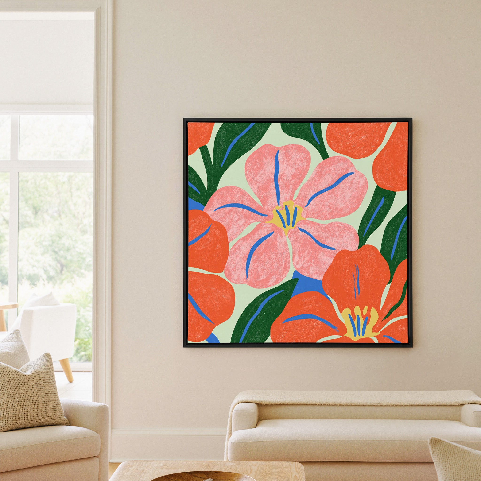 Pink Orange Floral Abstract Wall Art | Upliftfineart
