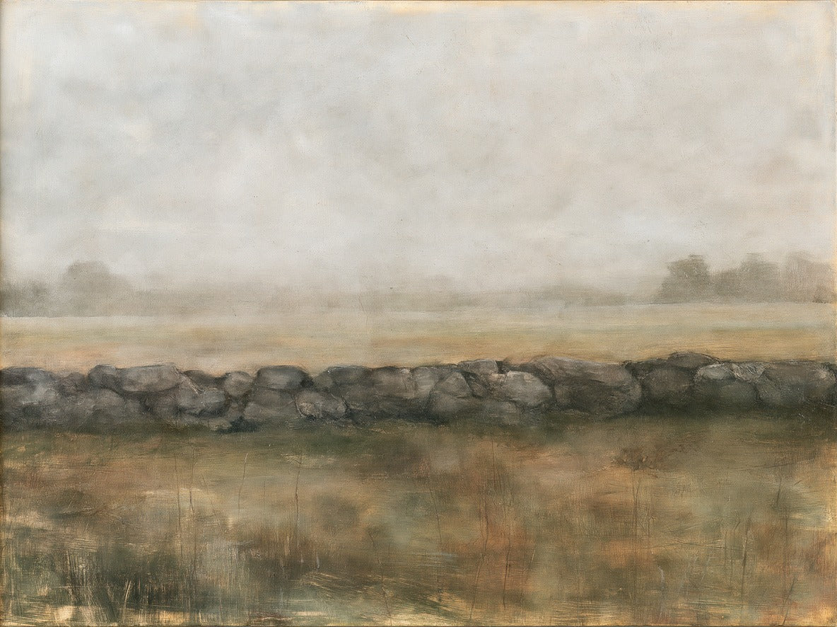 Stone Line — Stone Wall Landscape Canvas Wall Art