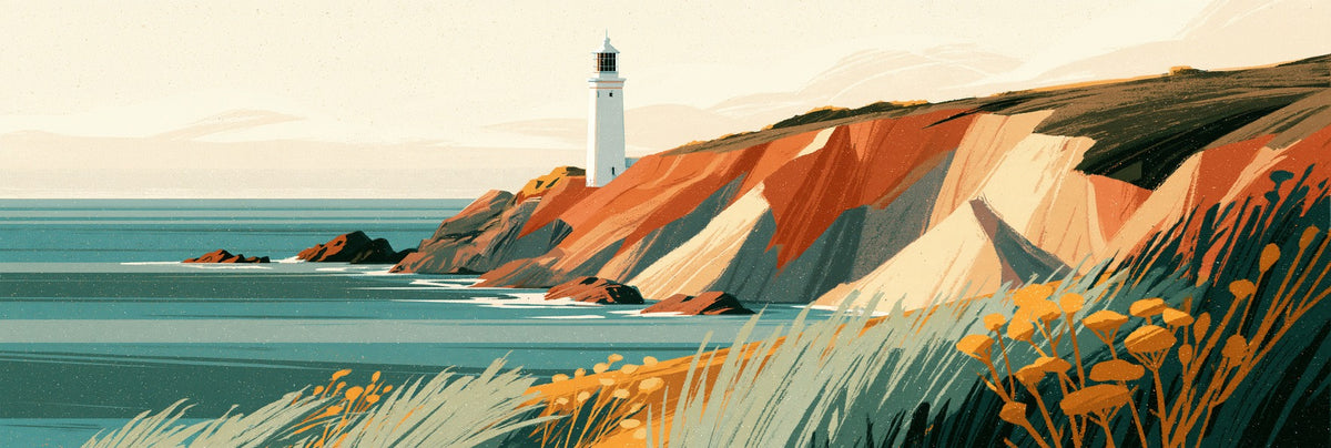 Copper Headland — White Lighthouse Canvas Wall Art