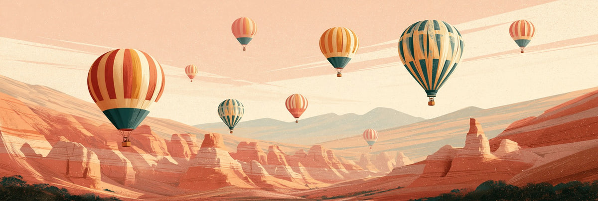 Desert Ascent — Hot Air Balloon Canvas Wall Art