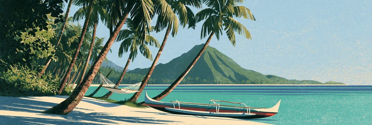 Beneath The Fronds — Tropical Beach Canvas Wall Art