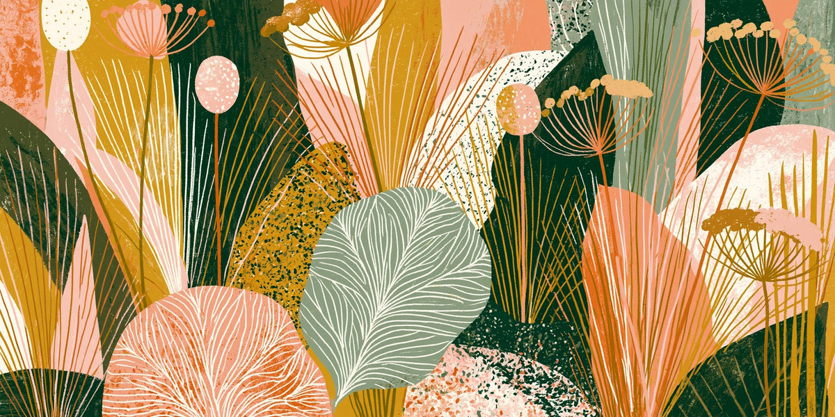 Veins And Fans — Colorful Botanical Canvas Wall Art