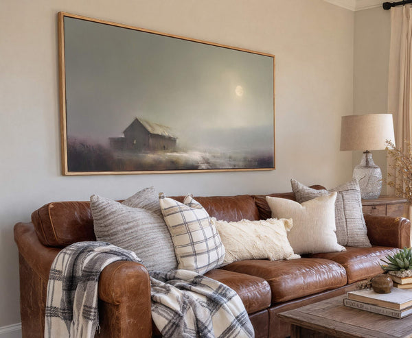 Canvas wall art in interior setting.