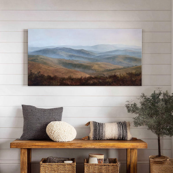 Canvas wall art in interior setting.