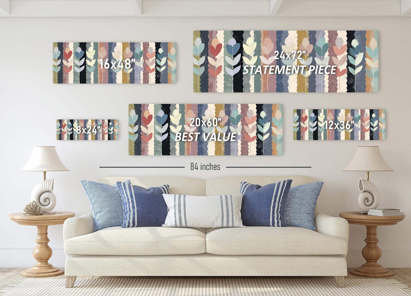 Canvas wall art in interior setting.