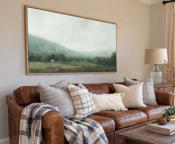 Canvas wall art in interior setting.