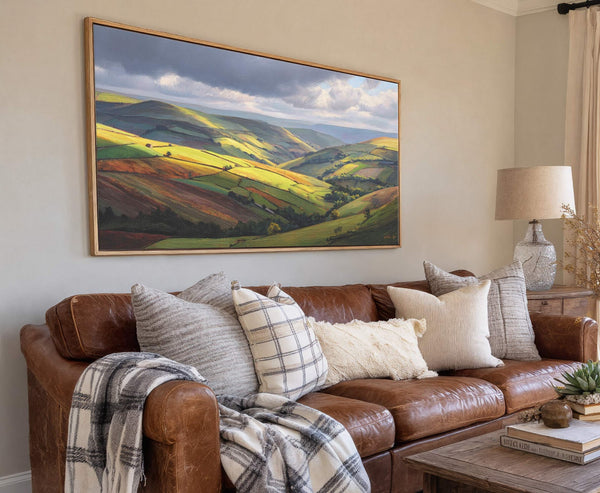 Canvas wall art in interior setting.