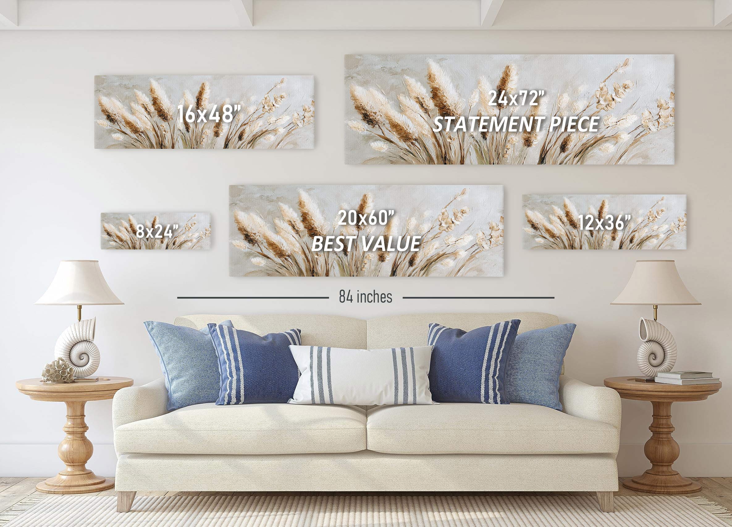 Pampas Grass Neutral Canvas Art Print