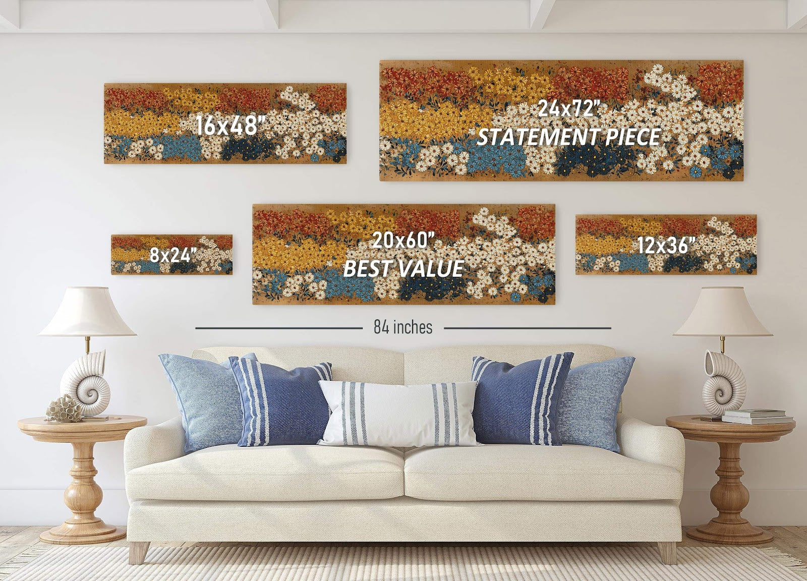 Canvas wall art in interior setting.