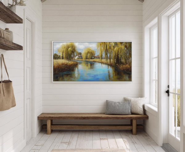 Canvas wall art in interior setting.
