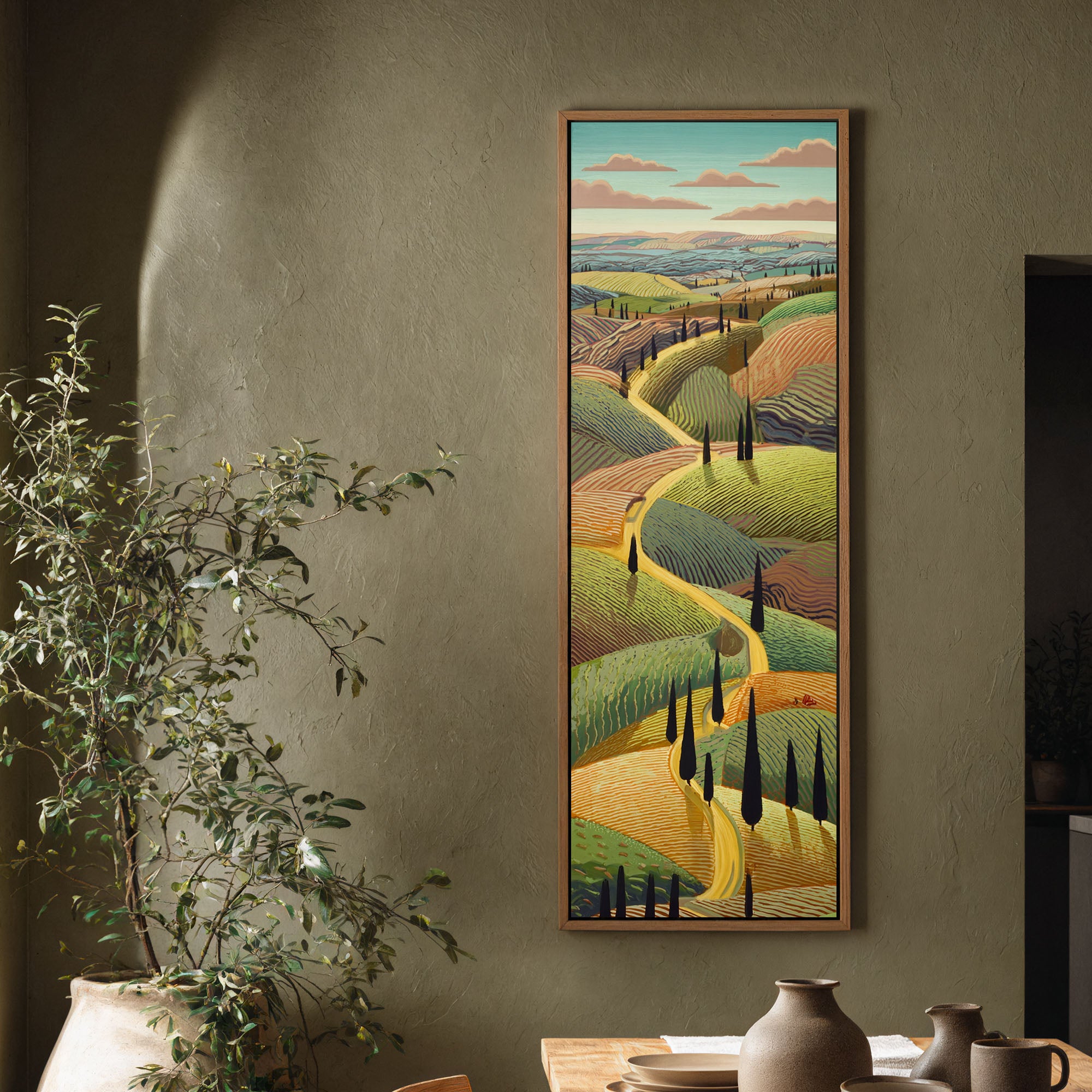 Tableau imprimé sur toile : Paysage de collines de Toscane