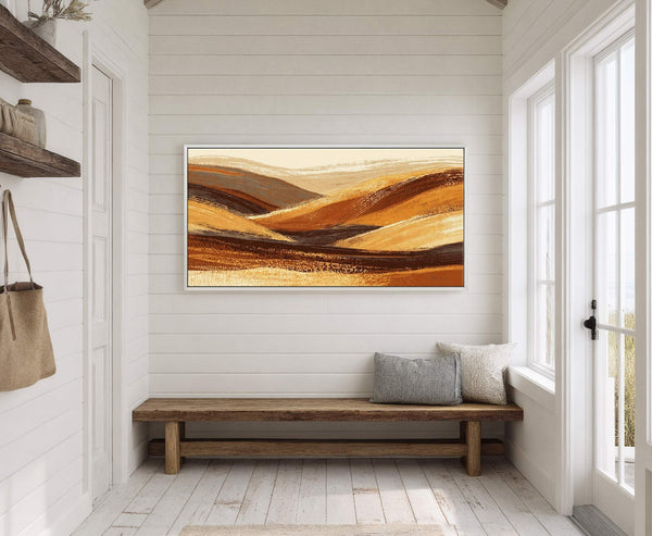 Canvas wall art in interior setting.