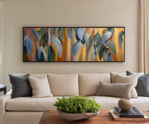 Canvas wall art in interior setting.