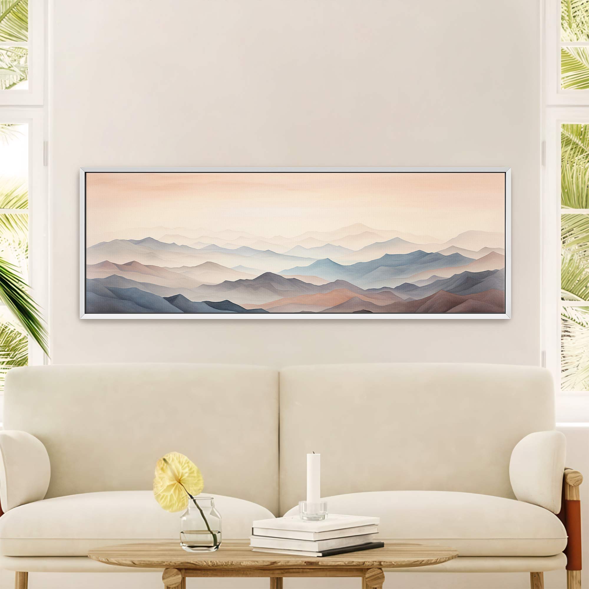 Misty Mountains Abstract Landscape Canvas Art