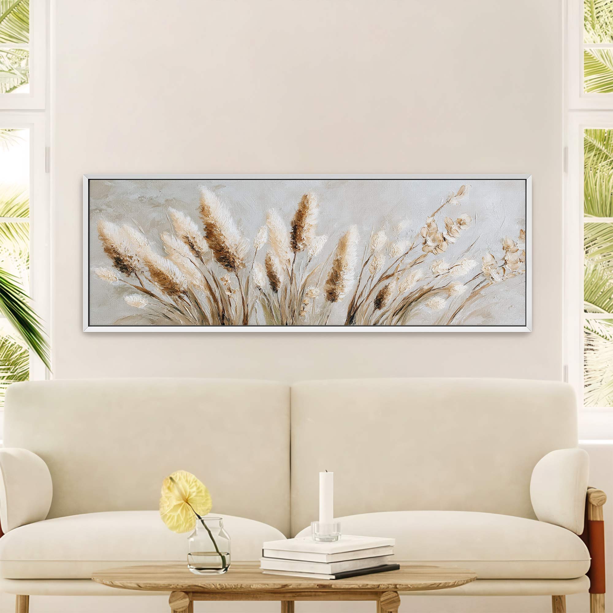 Pampas Grass Neutral Canvas Art Print