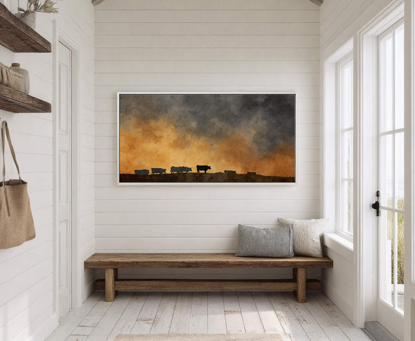 Canvas wall art in interior setting.