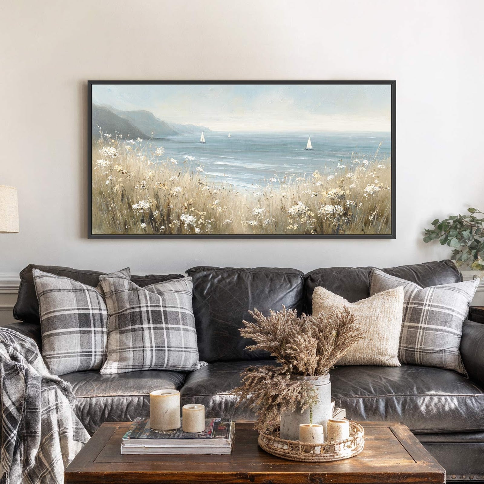 Canvas wall art in interior setting.