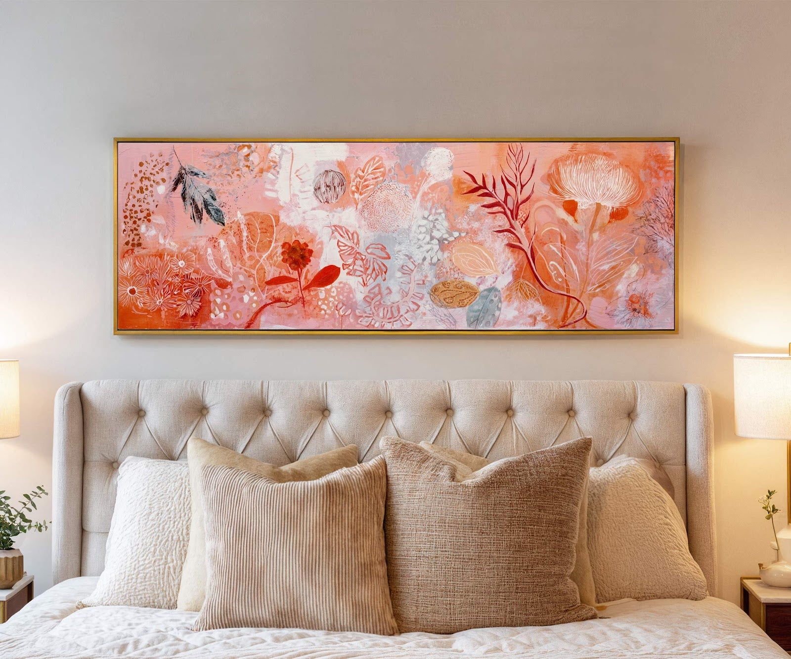 Canvas wall art in interior setting.