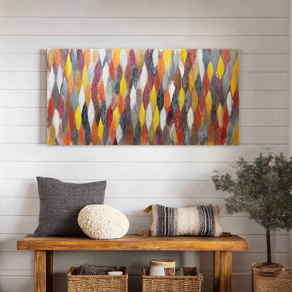 Canvas wall art in interior setting.