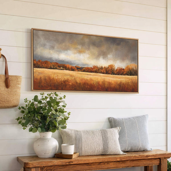 Canvas wall art in interior setting.