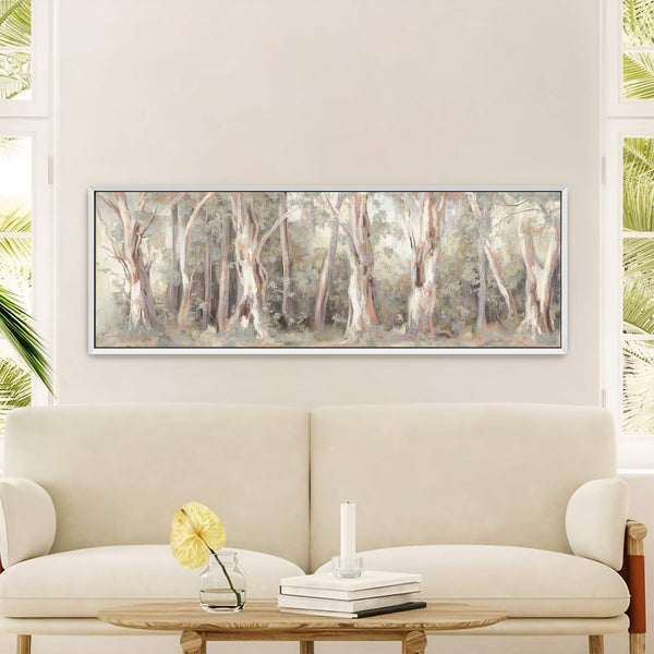 Canvas wall art in interior setting.