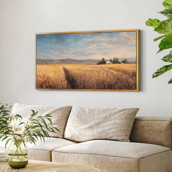 Canvas wall art in interior setting.