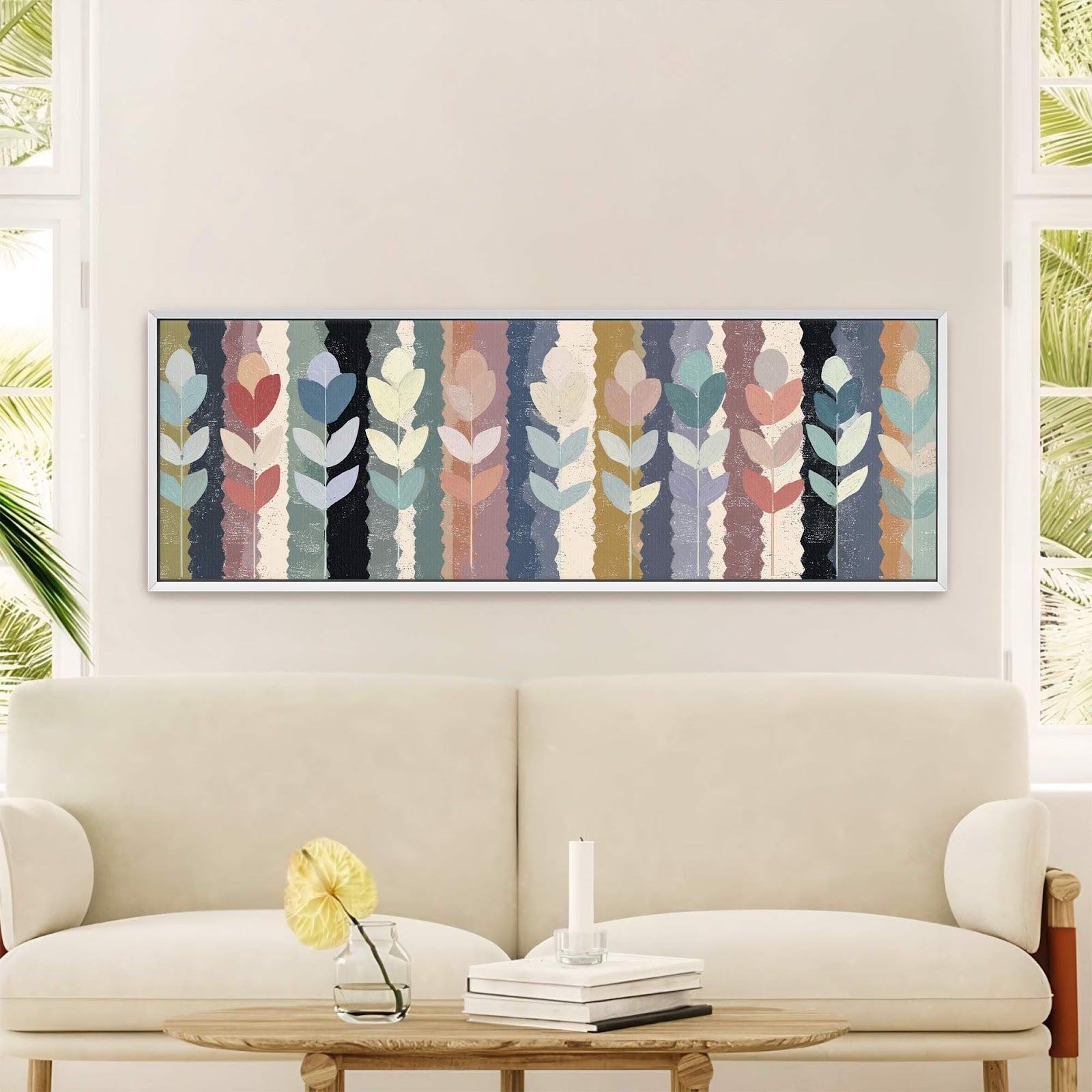 Canvas wall art in interior setting.