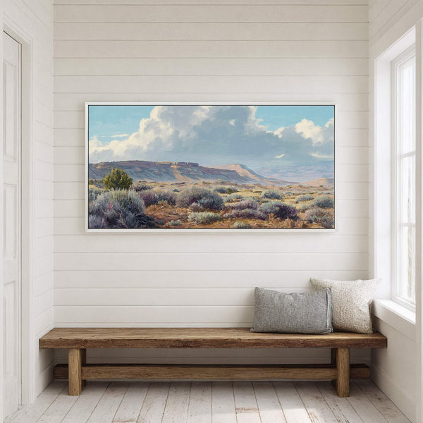 Canvas wall art in interior setting.