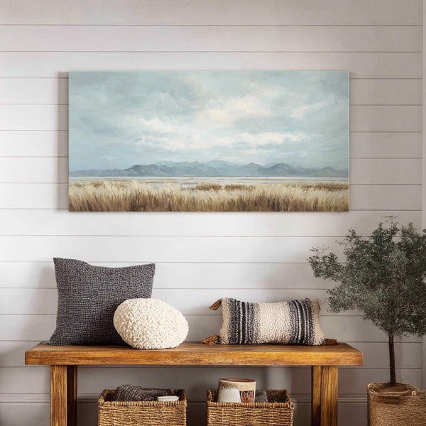Canvas wall art in interior setting.
