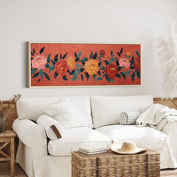 Canvas wall art in interior setting.