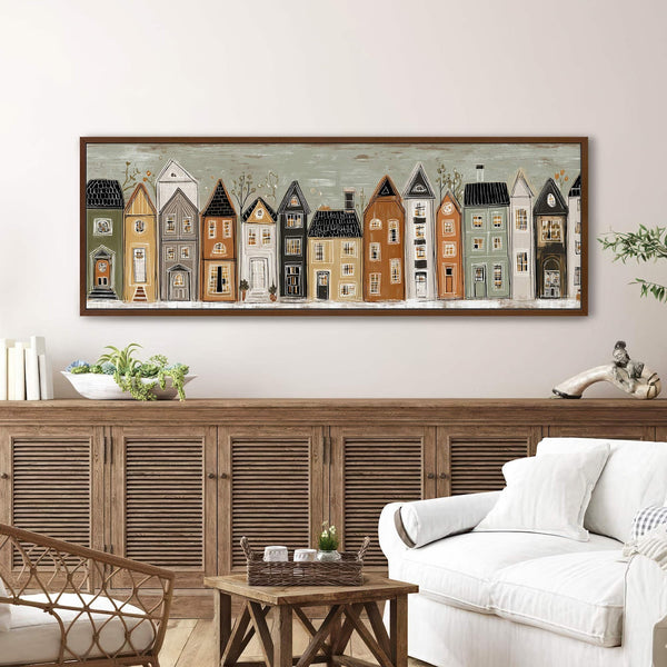 Canvas wall art in interior setting.