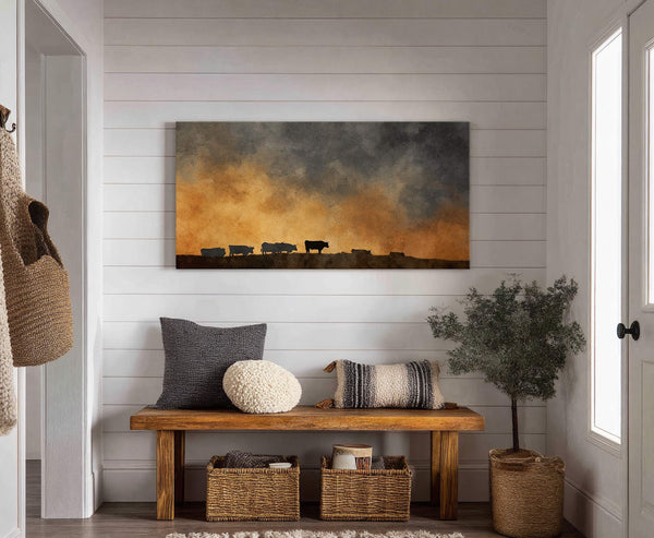 Canvas wall art in interior setting.