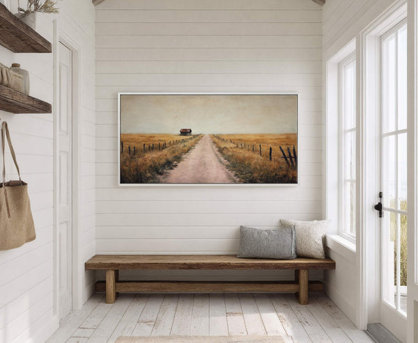 Canvas wall art in interior setting.