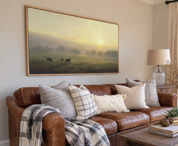 Canvas wall art in interior setting.