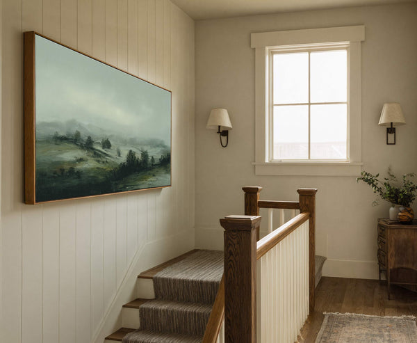 Canvas wall art in interior setting.