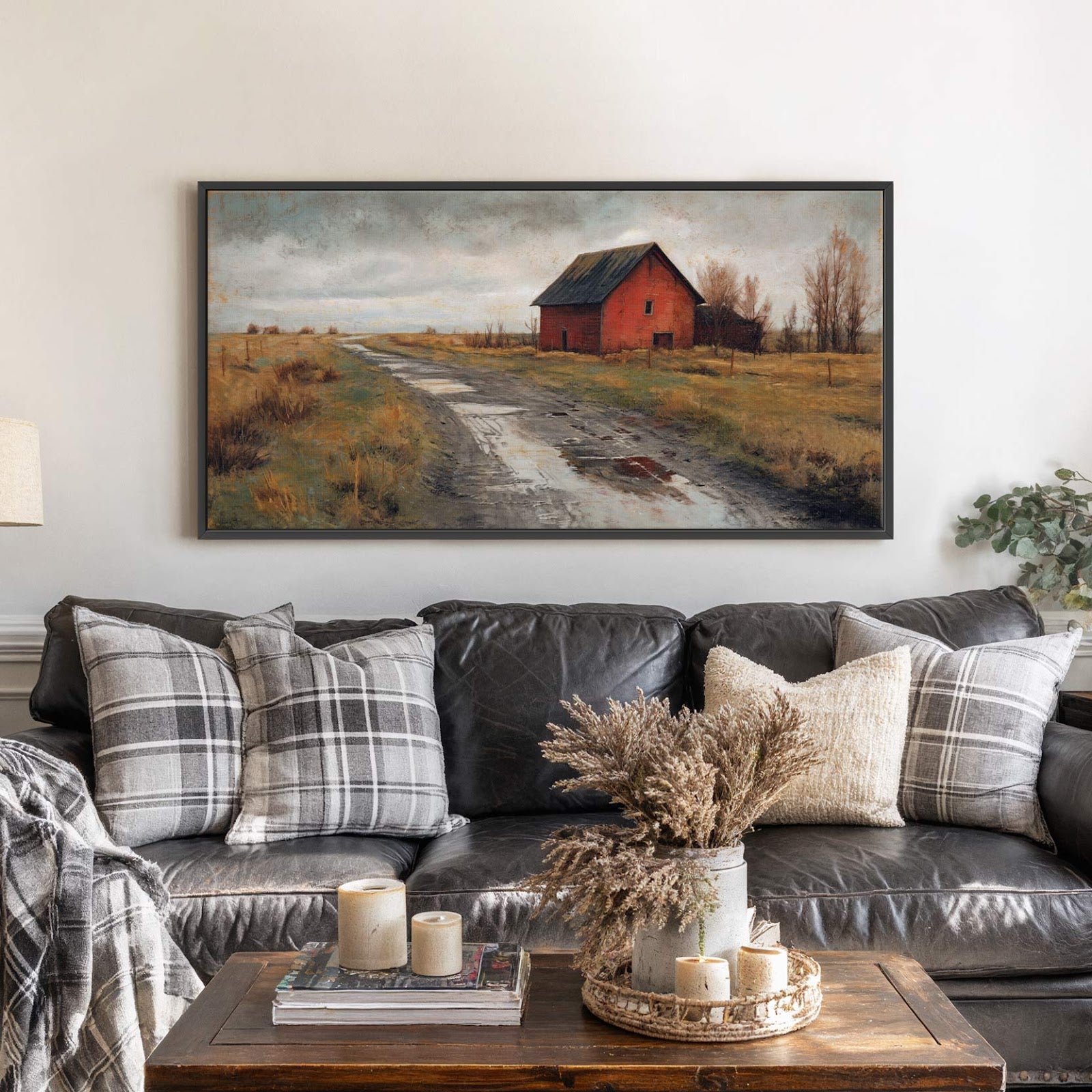 Canvas wall art in interior setting.