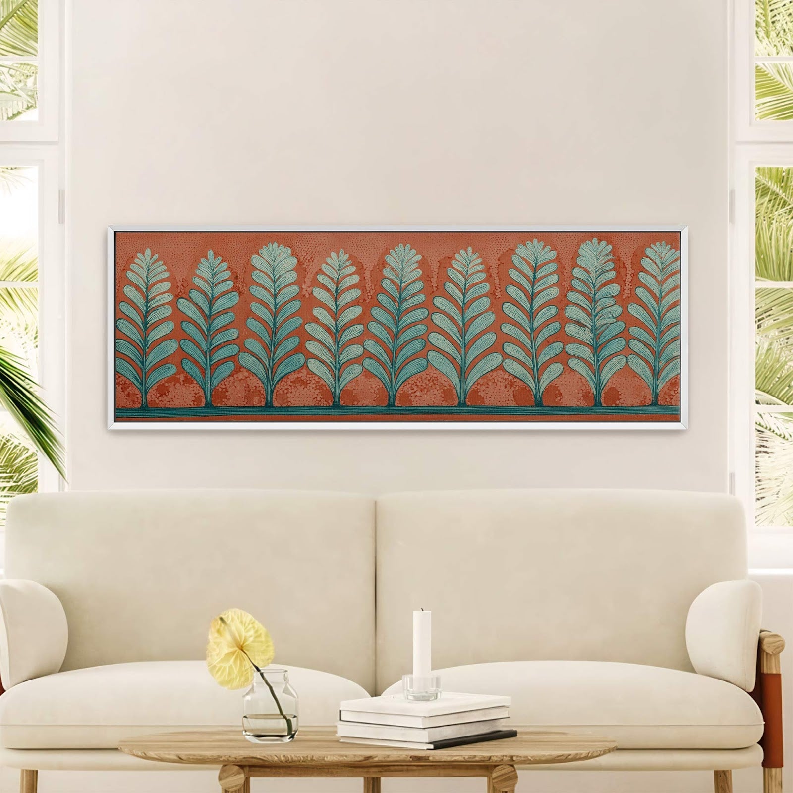 Canvas wall art in interior setting.