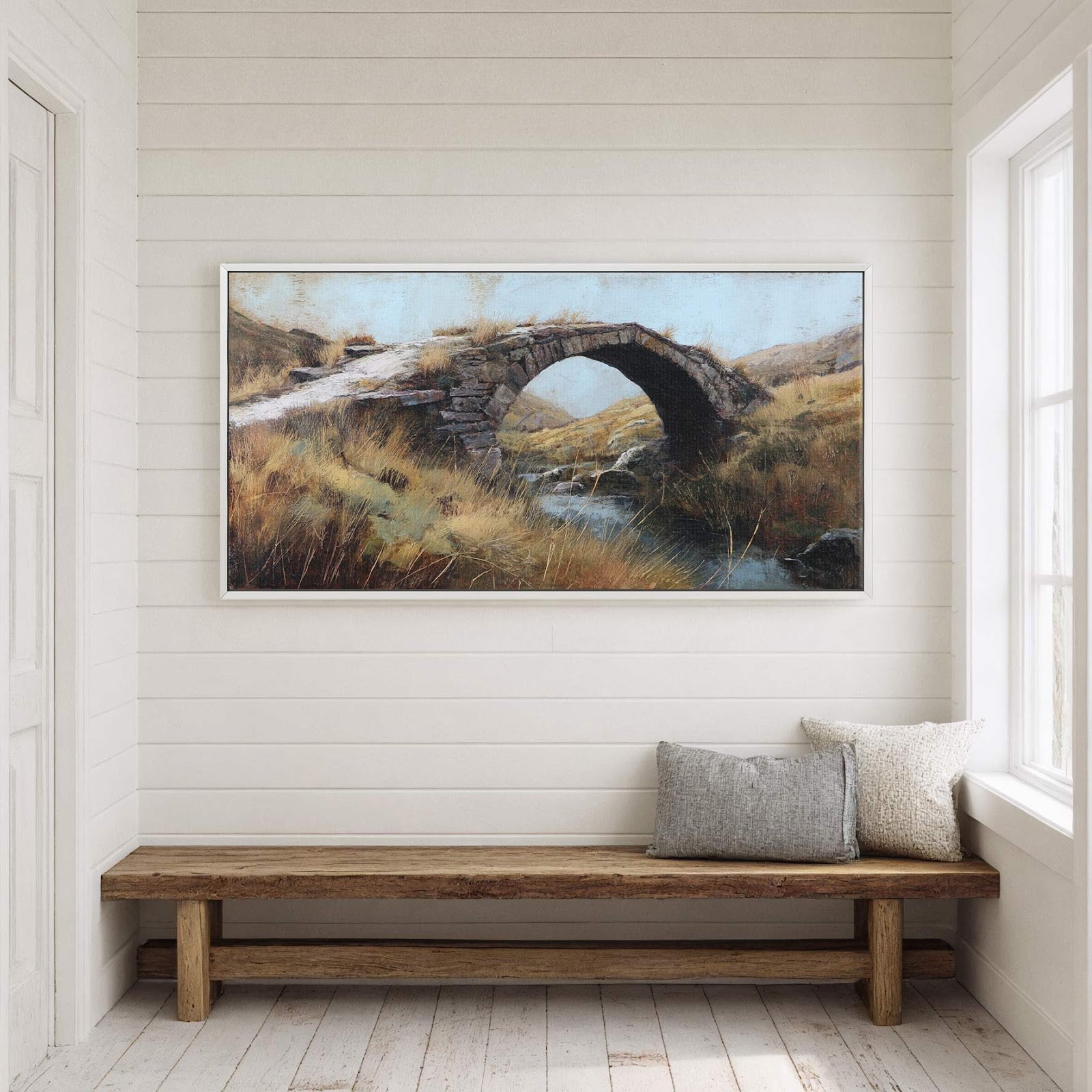 Canvas wall art in interior setting.