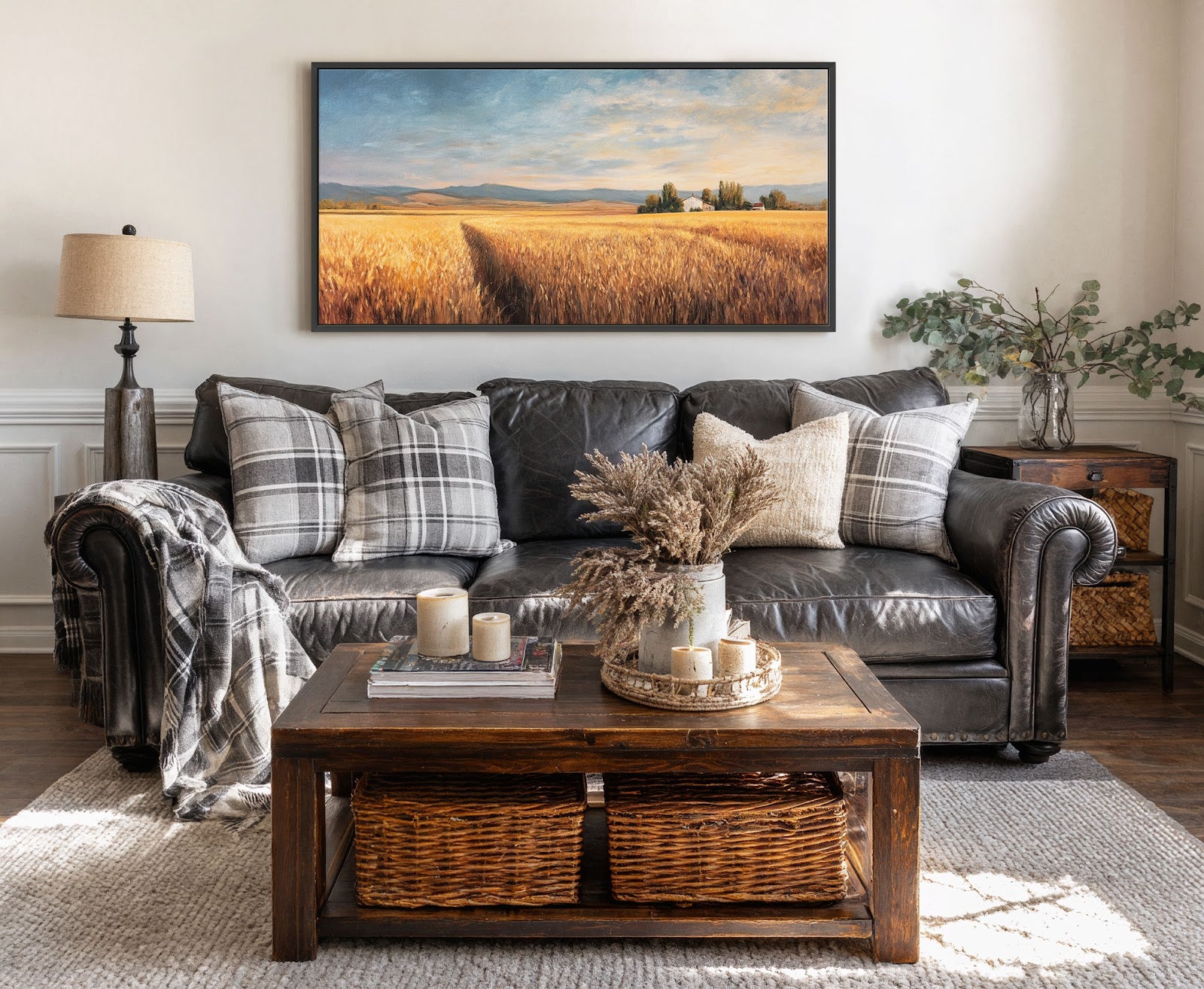 Canvas wall art in interior setting.