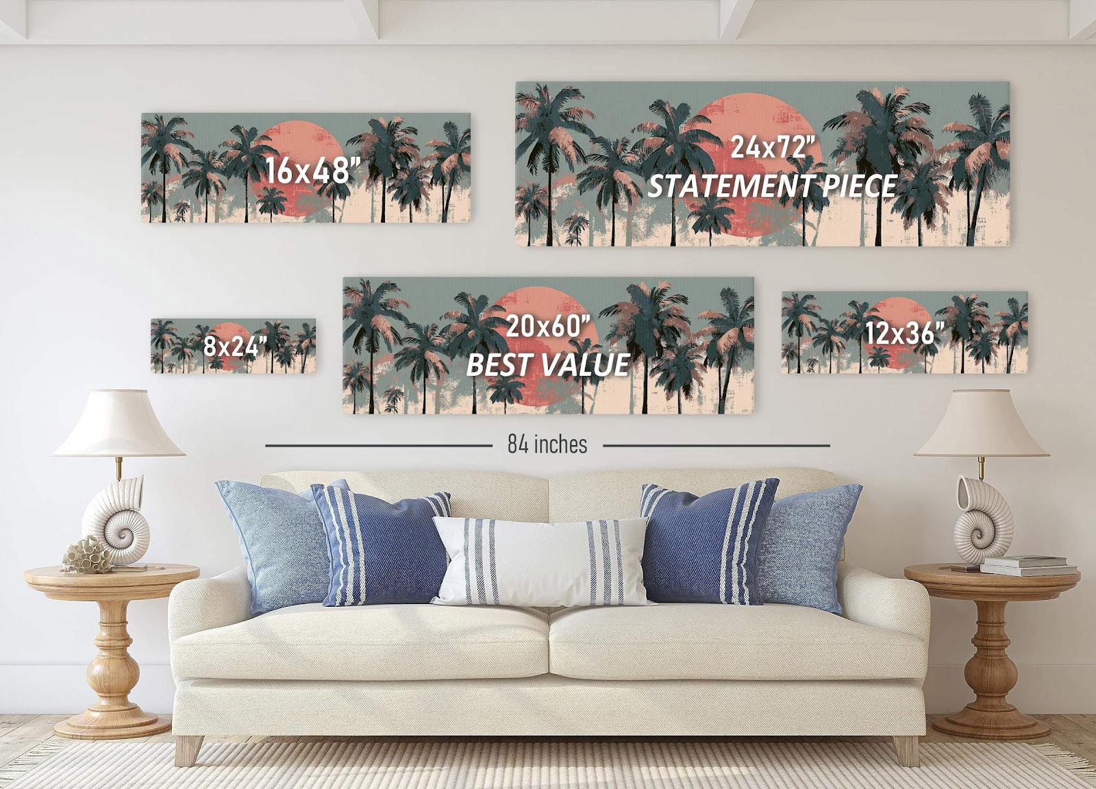 Canvas wall art in interior setting.
