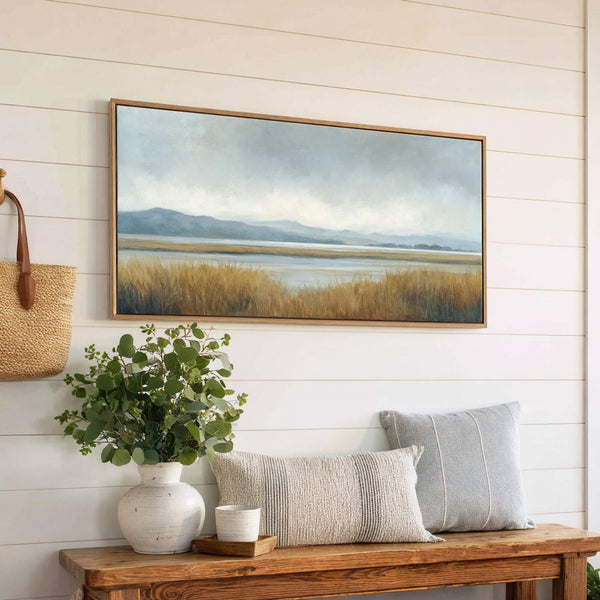 Canvas wall art in interior setting.